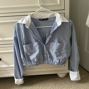 Zara Cropped Button Down Shirt